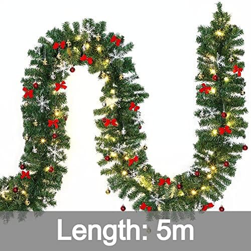 Casaria® Christmas Garland with Lighting Decoration, 5 m, 100 LEDs Illuminated Indoor Outdoor