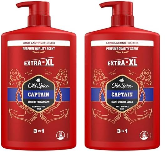 Old Spice Captain 3-in-1 Shower Gel & Shampoo for Men, 1L