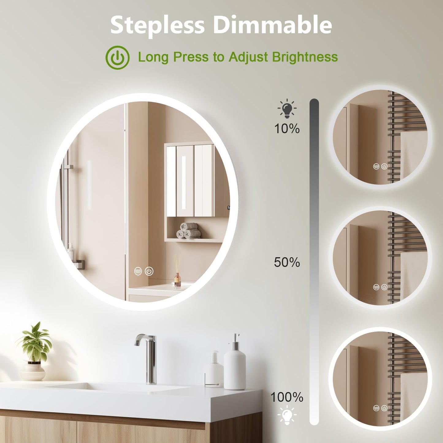 AllRight LED Bathroom Mirror with Lighting, 50 cm