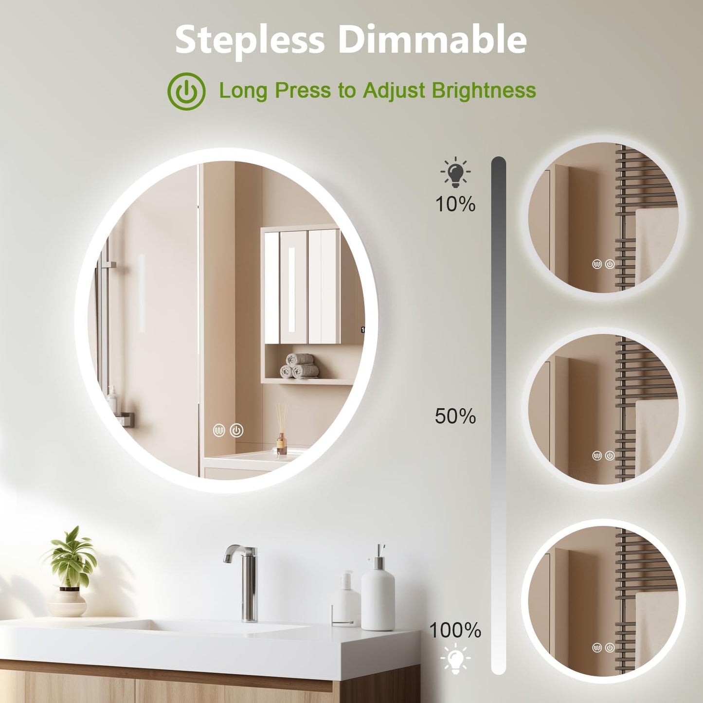 AllRight LED Bathroom Mirror with Lighting, 50 cm