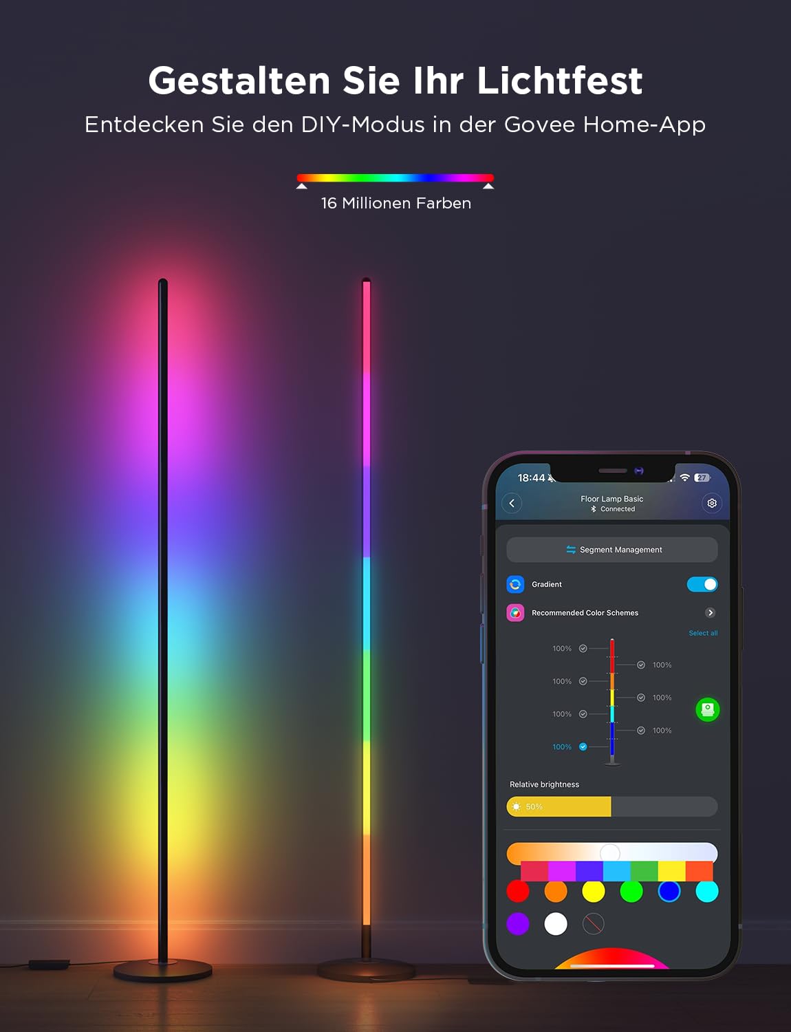 Govee RGBIC LED Floor Lamp Living Room, WiFi Floor Lamp