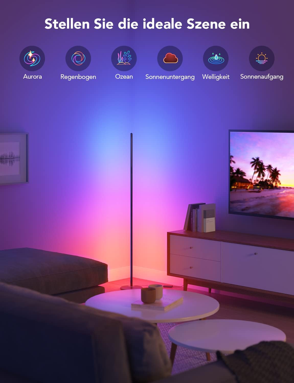 Govee RGBIC LED Floor Lamp Living Room, WiFi Floor Lamp