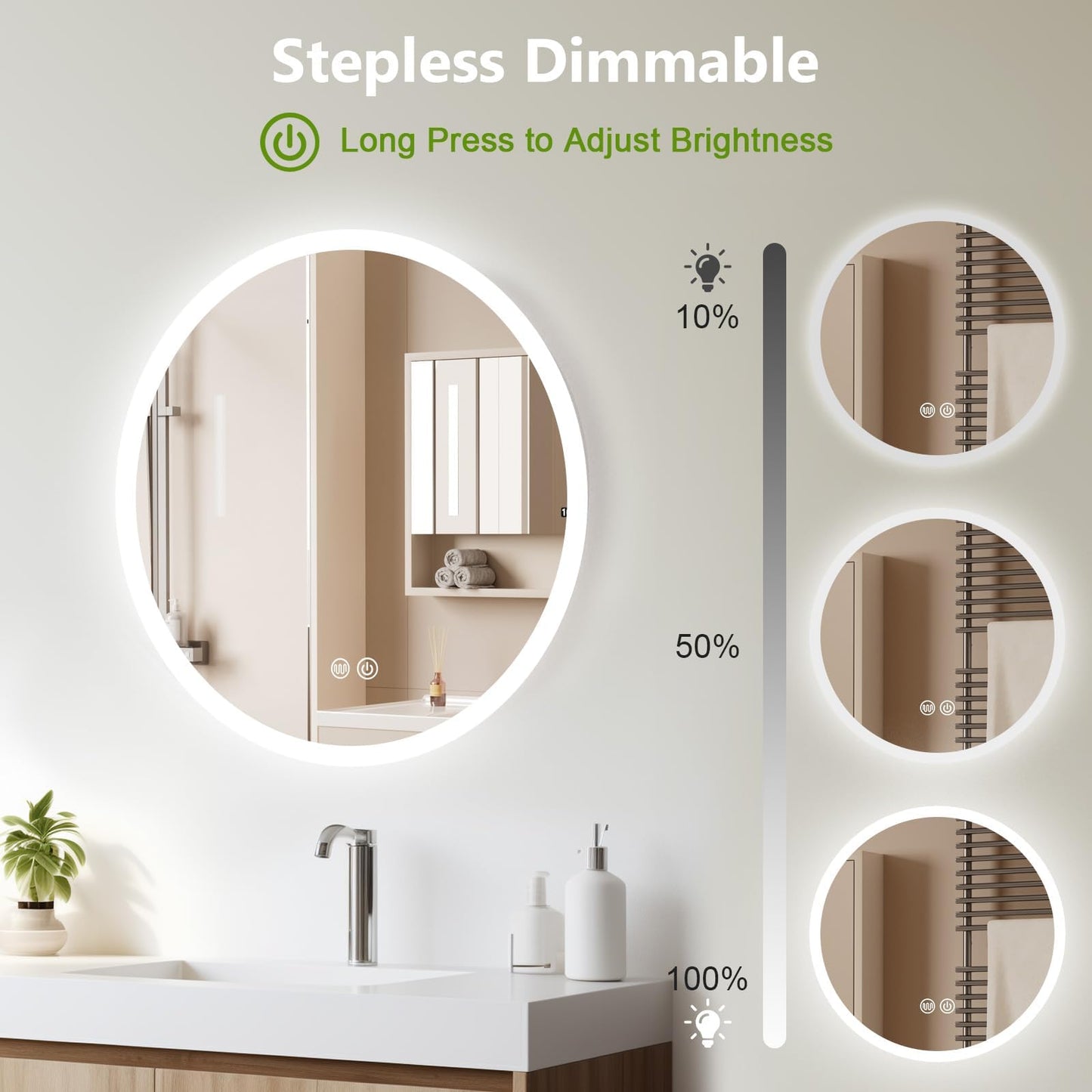 AllRight LED Bathroom Mirror with Lighting, 50 cm