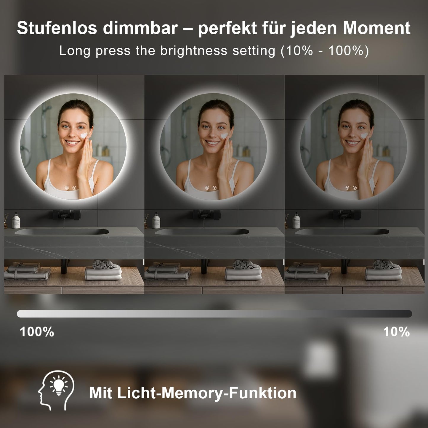 AllRight LED Bathroom Mirror with Lighting, 50 cm