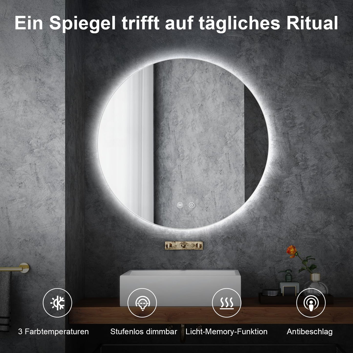 AllRight LED Bathroom Mirror with Lighting, 50 cm
