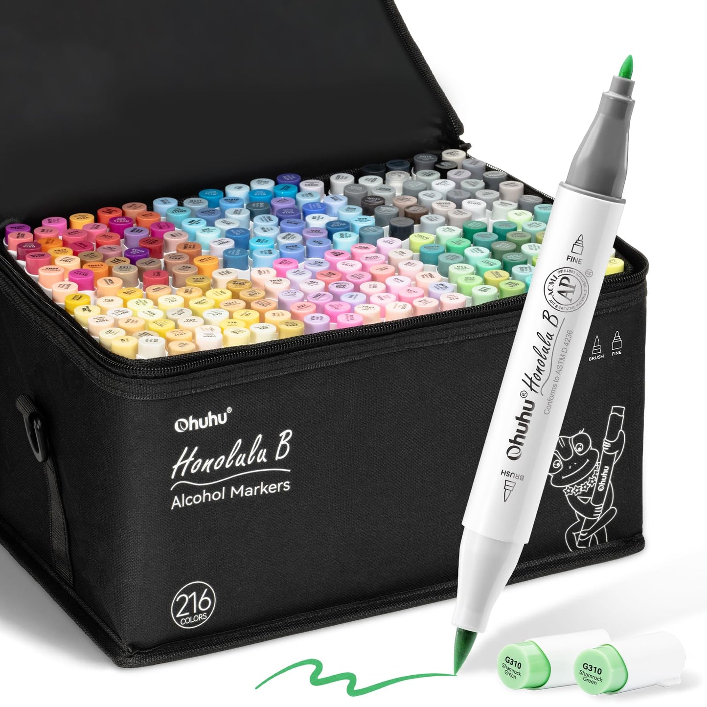 48 Colour Alcohol Brush Markers, Ohuhu Double Tip (Brush & Fine Tip)