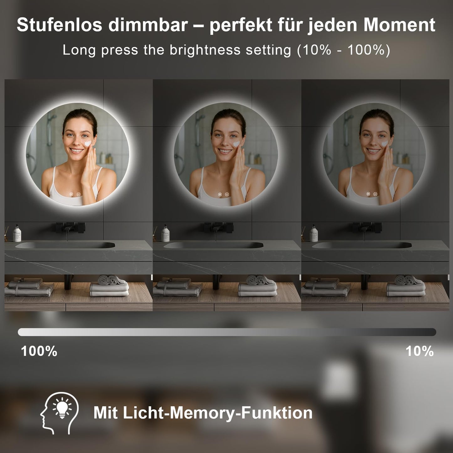 AllRight LED Bathroom Mirror with Lighting, 50 cm