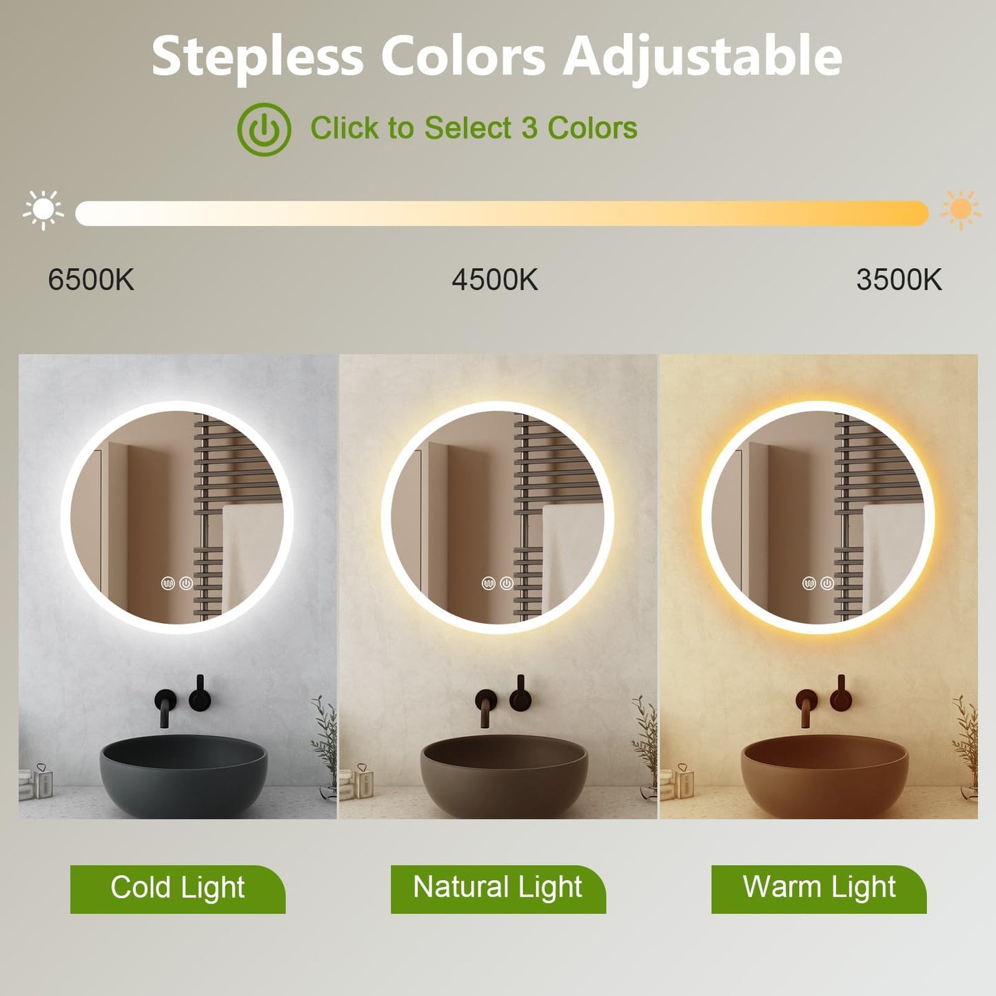 AllRight LED Bathroom Mirror with Lighting, 50 cm