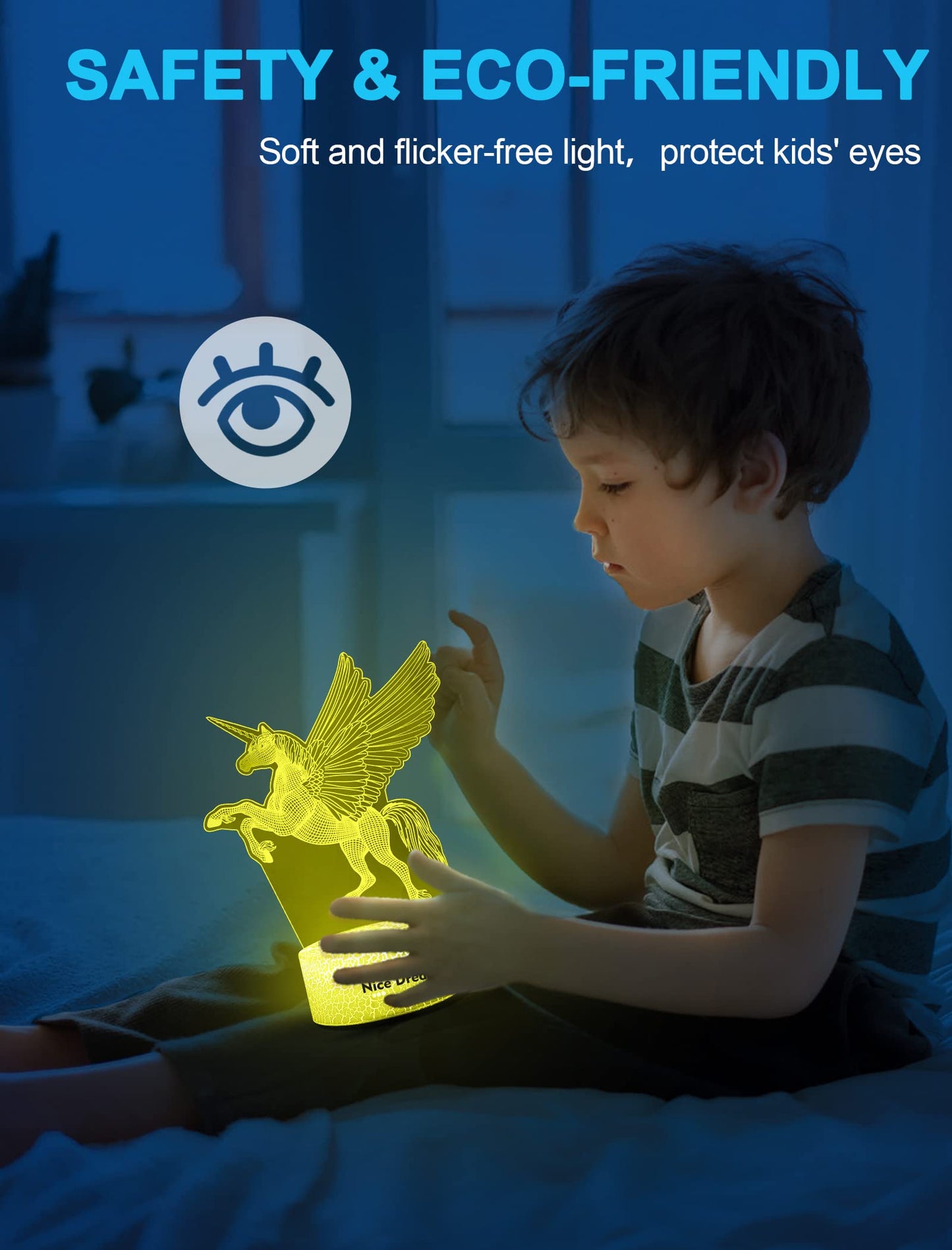 3D Dream Unicorn Nattelys - Til Drenge og Piger