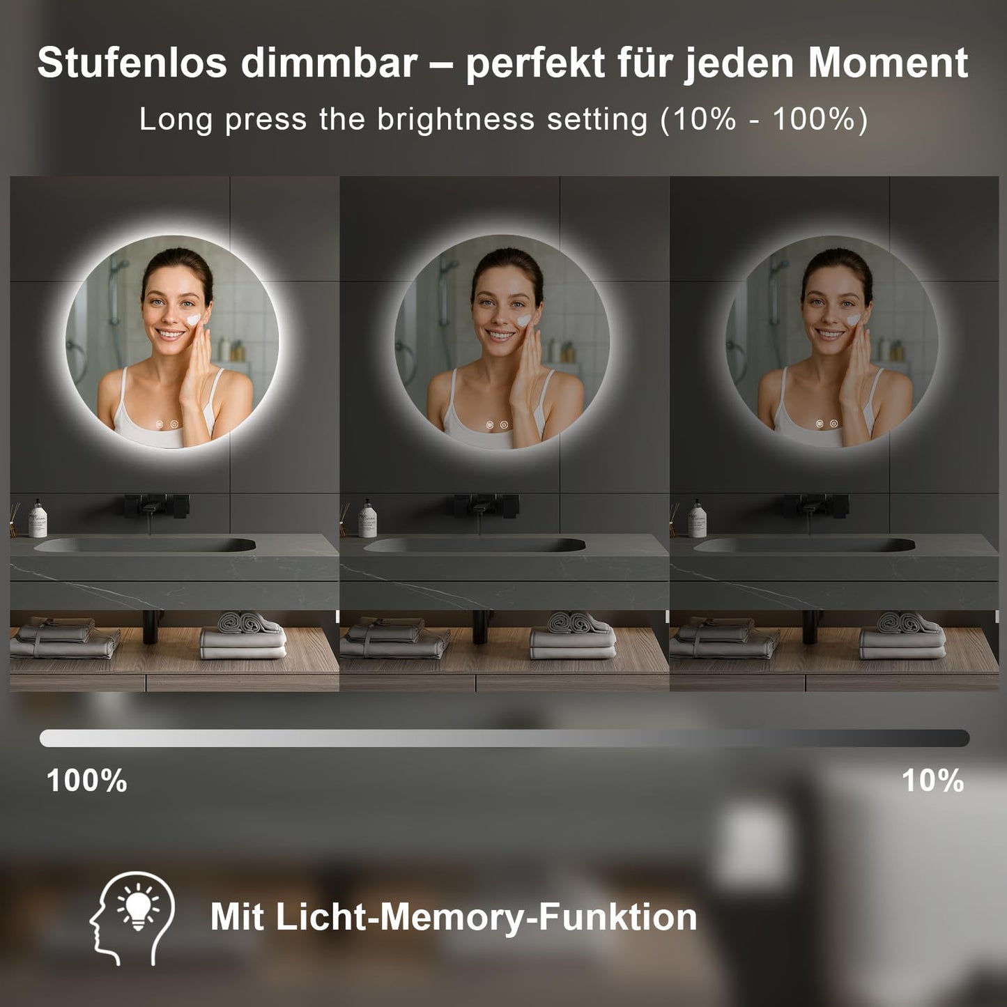 AllRight LED Bathroom Mirror with Lighting, 50 cm