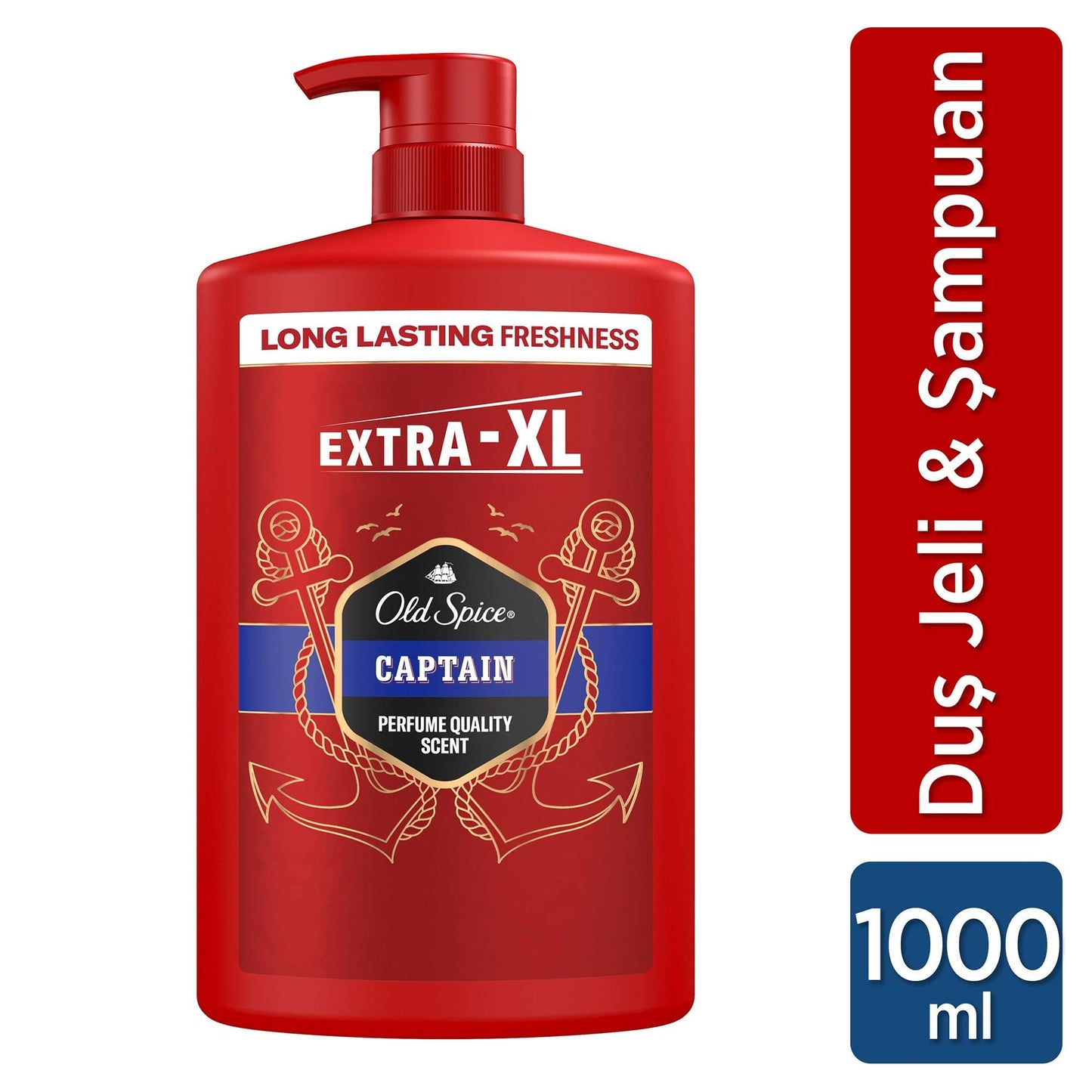 Old Spice Captain 3-in-1 Shower Gel & Shampoo for Men, 1L