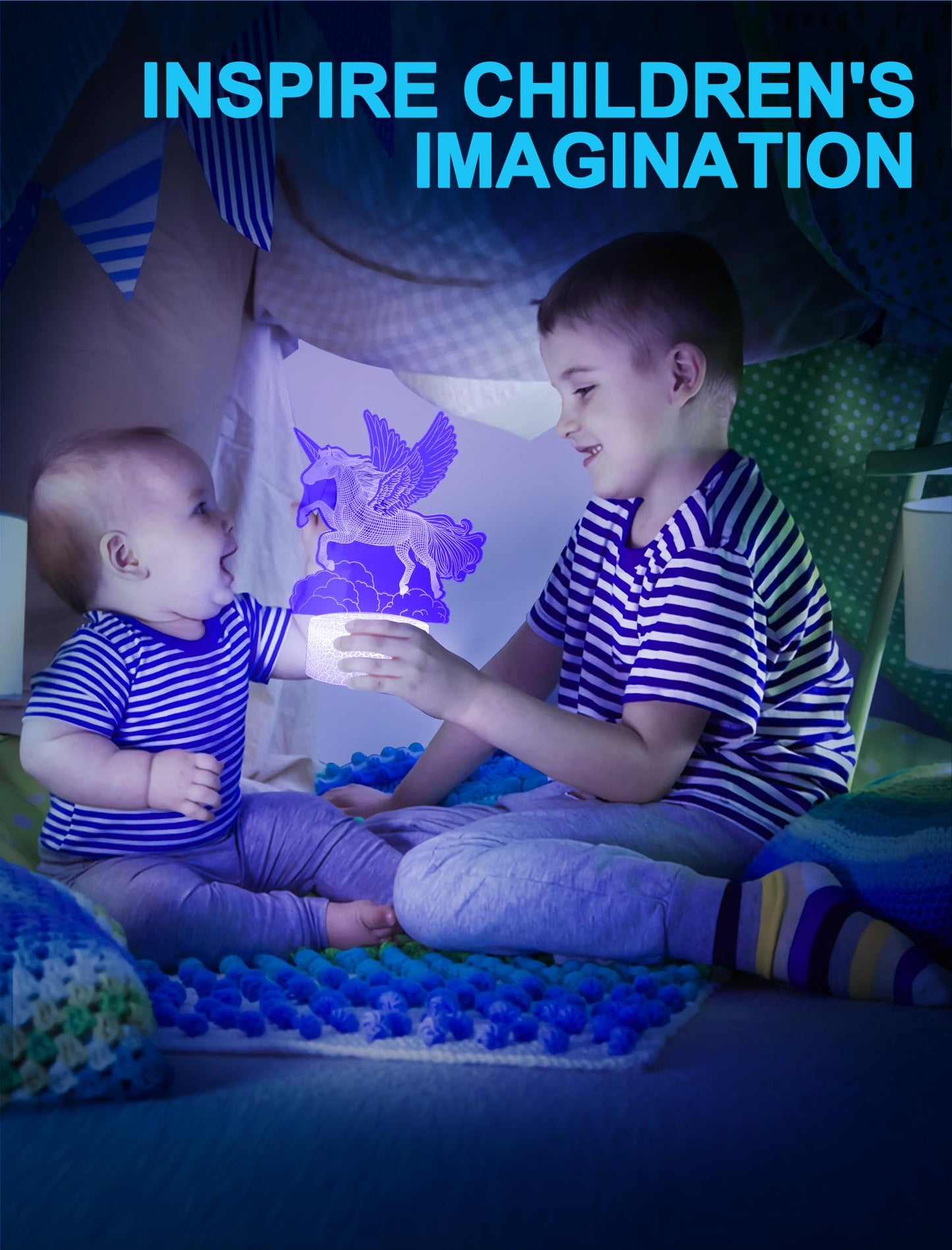 3D Dream Unicorn Nattelys - Til Drenge og Piger