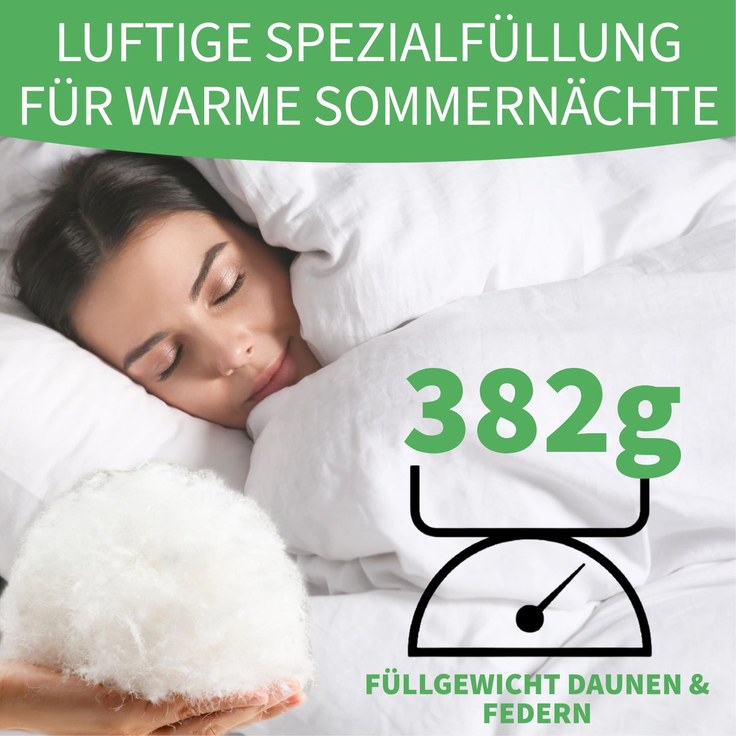 Welldora Comfort Duvet 135 x 200 cm, 100% Extra Soft Feathers and Down