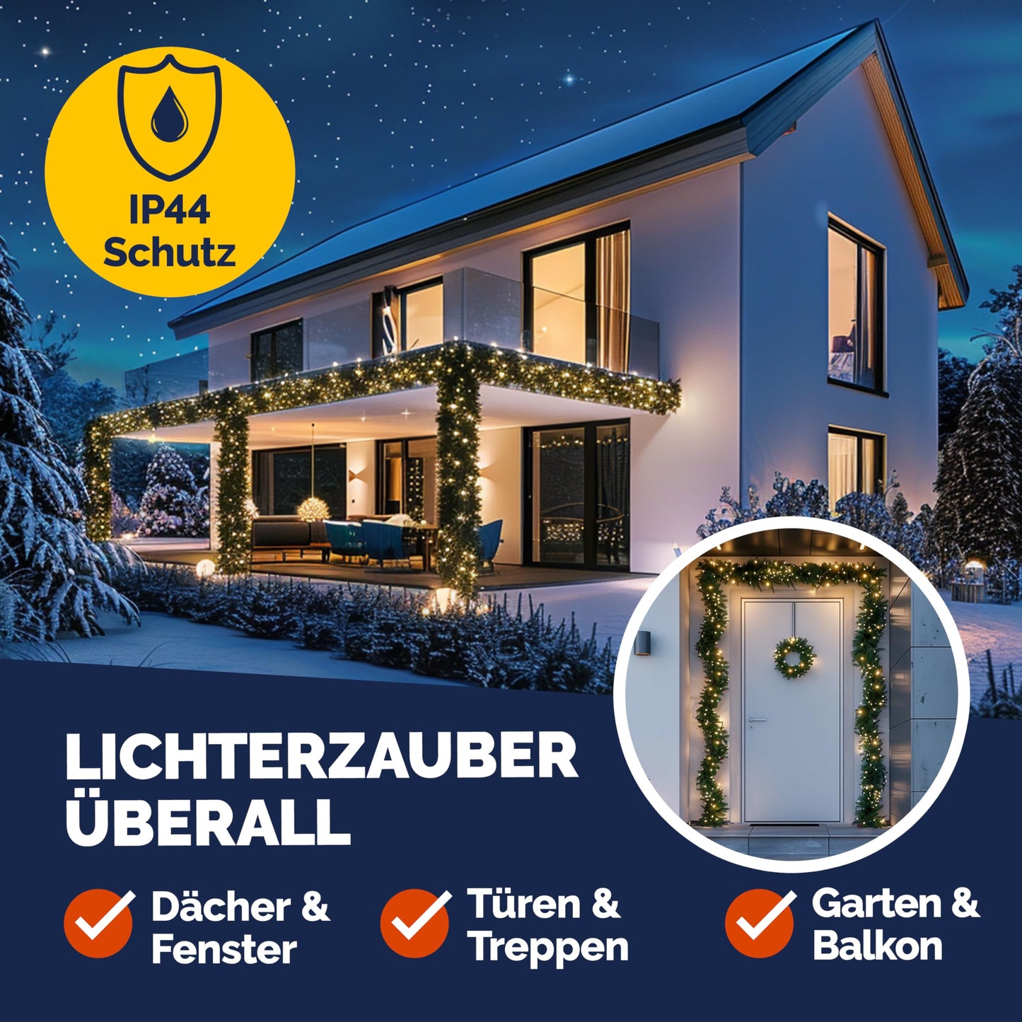 Casaria® Christmas Garland with Lighting Decoration, 5 m, 100 LEDs Illuminated Indoor Outdoor