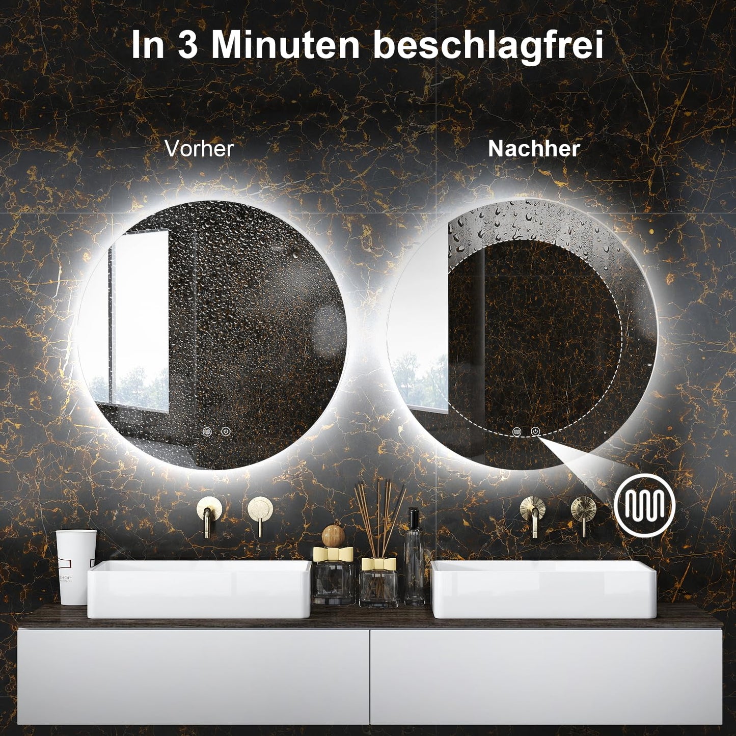 AllRight LED Bathroom Mirror with Lighting, 50 cm