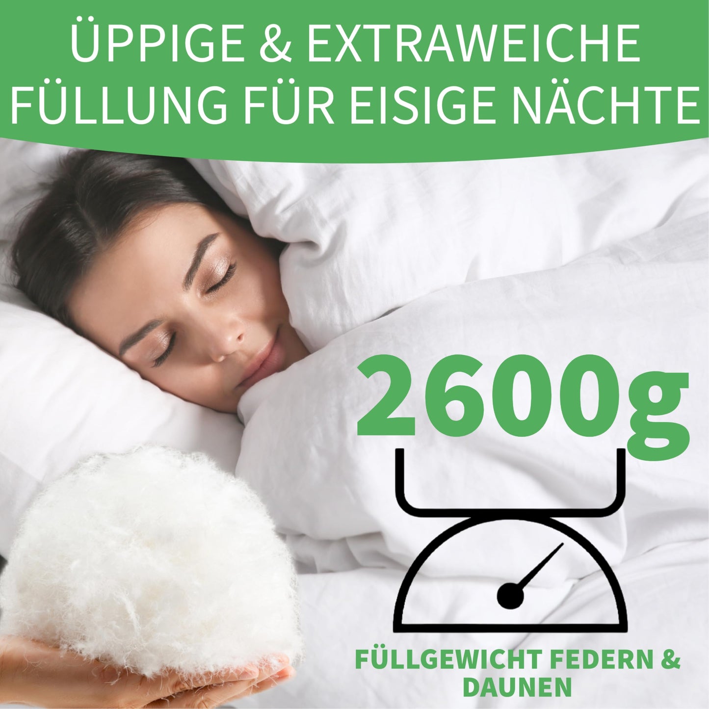 Welldora Comfort Duvet 135 x 200 cm, 100% Extra Soft Feathers and Down