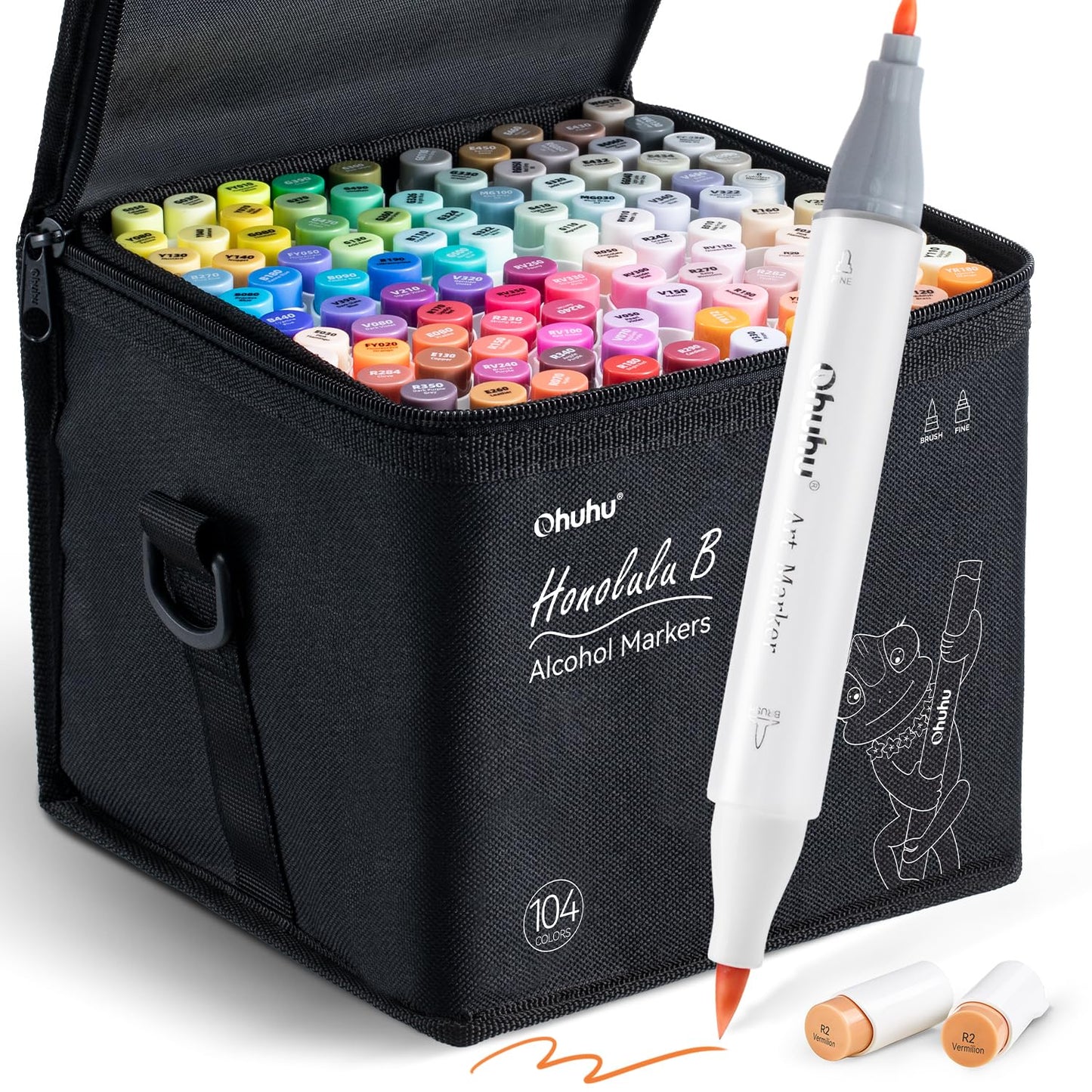 48 Colour Alcohol Brush Markers, Ohuhu Double Tip (Brush & Fine Tip)