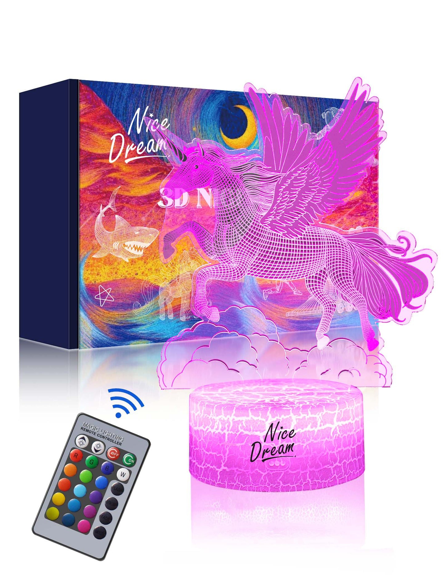 3D Dream Unicorn Nattelys - Til Drenge og Piger
