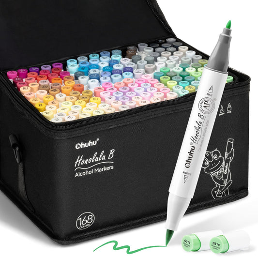 48 Colour Alcohol Brush Markers, Ohuhu Double Tip (Brush & Fine Tip)