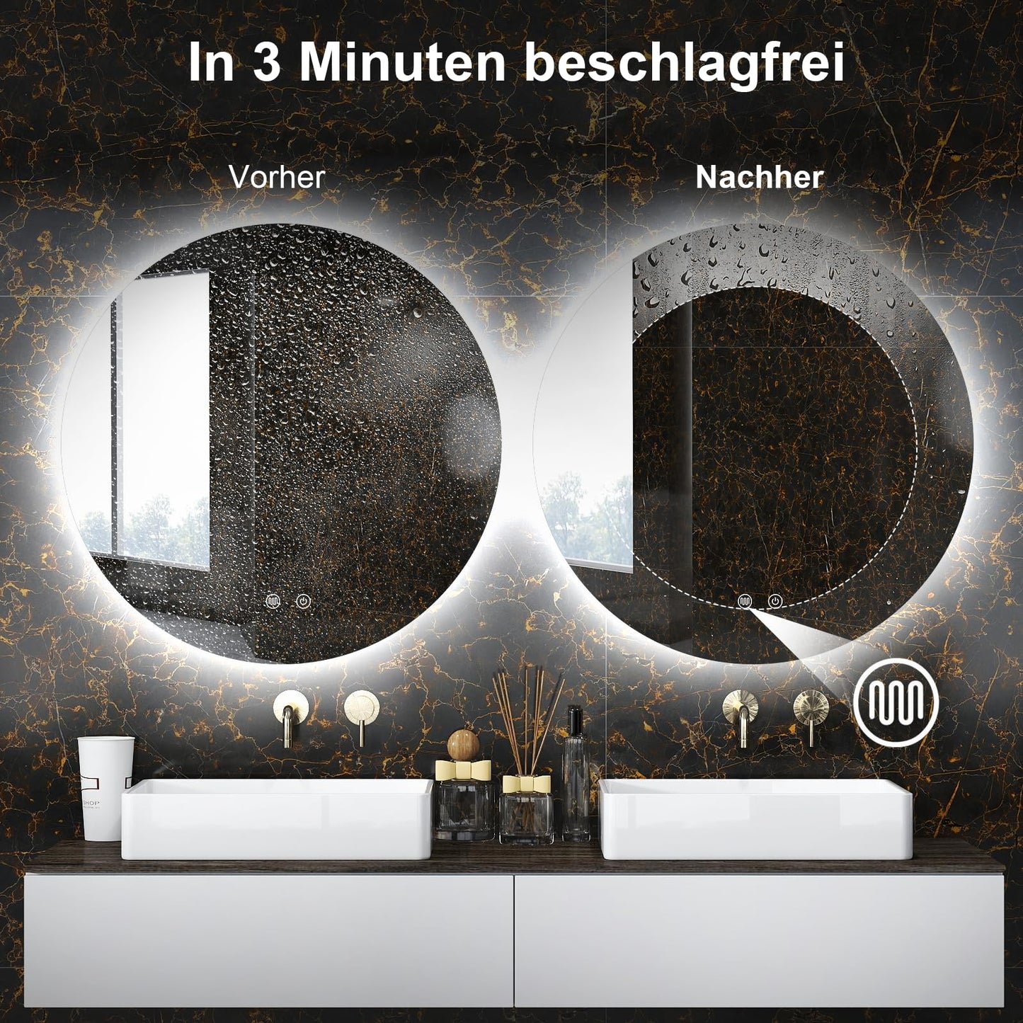 AllRight LED Bathroom Mirror with Lighting, 50 cm