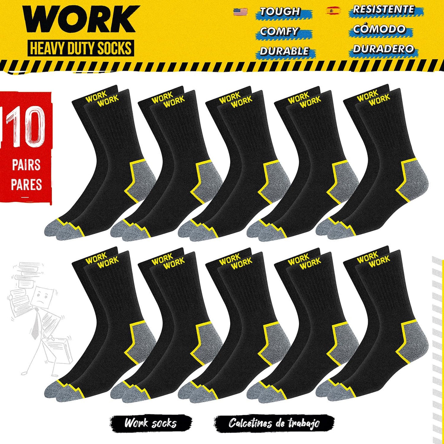 SOXCO 10 Pairs of Men's Work Socks