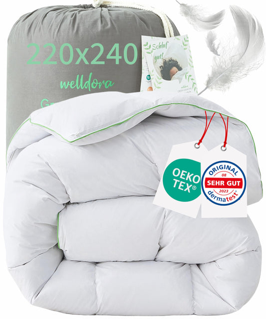 Welldora Comfort Duvet 135 x 200 cm, 100% Extra Soft Feathers and Down