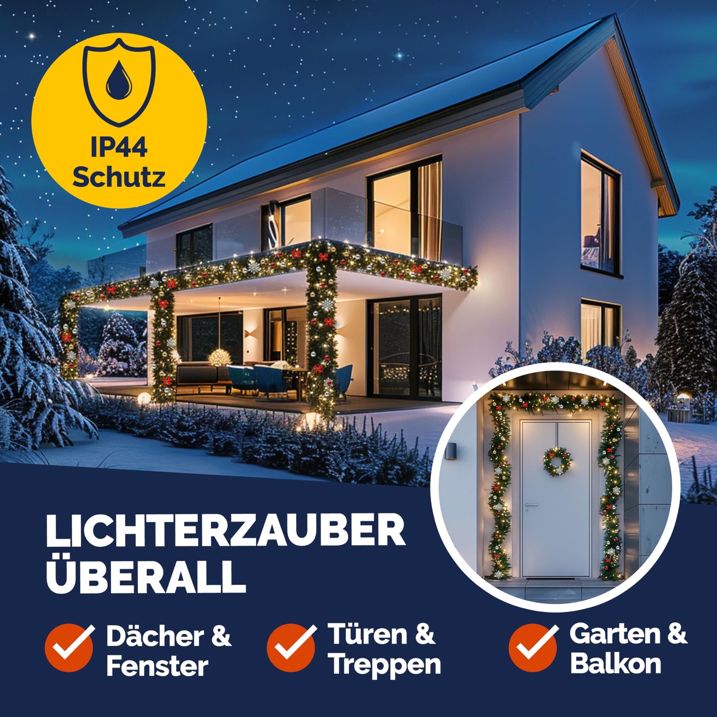 Casaria® Christmas Garland with Lighting Decoration, 5 m, 100 LEDs Illuminated Indoor Outdoor