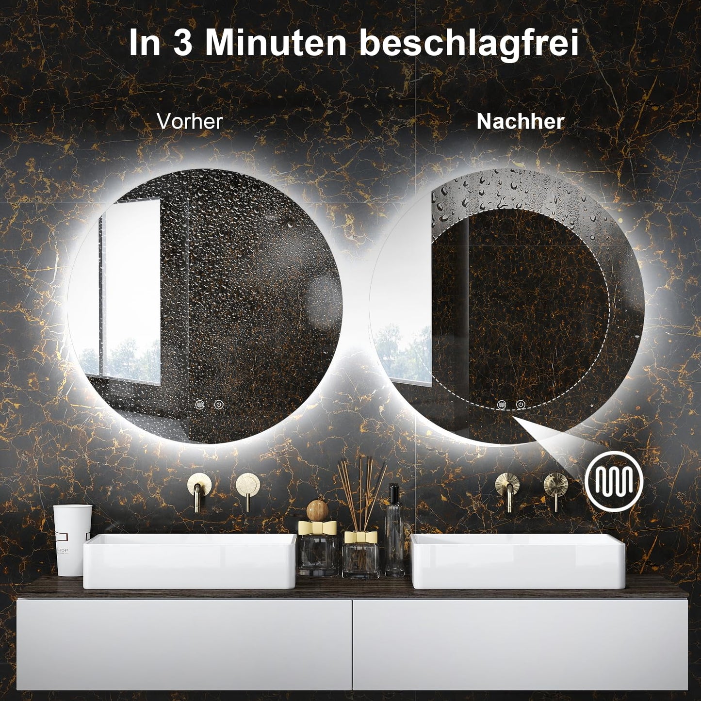 AllRight LED Bathroom Mirror with Lighting, 50 cm