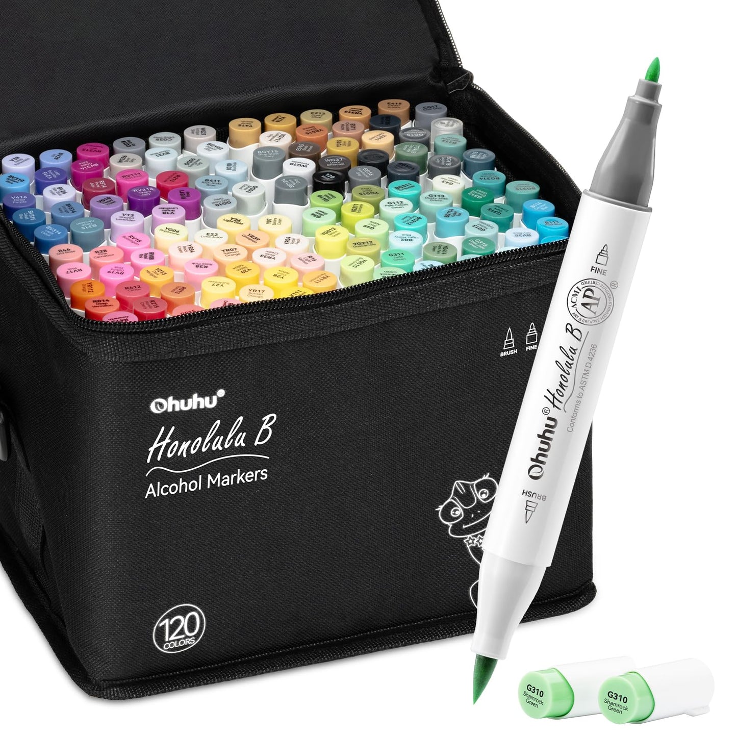 48 Colour Alcohol Brush Markers, Ohuhu Double Tip (Brush & Fine Tip)