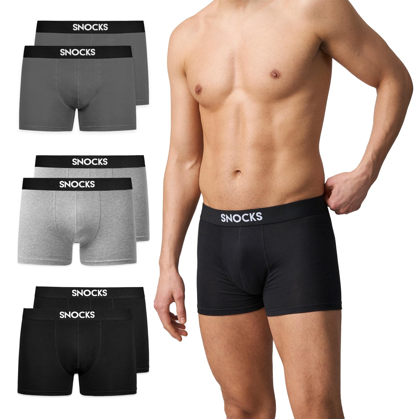 Snocks Men's Boxer Shorts Organic Cotton (Pack of 6)