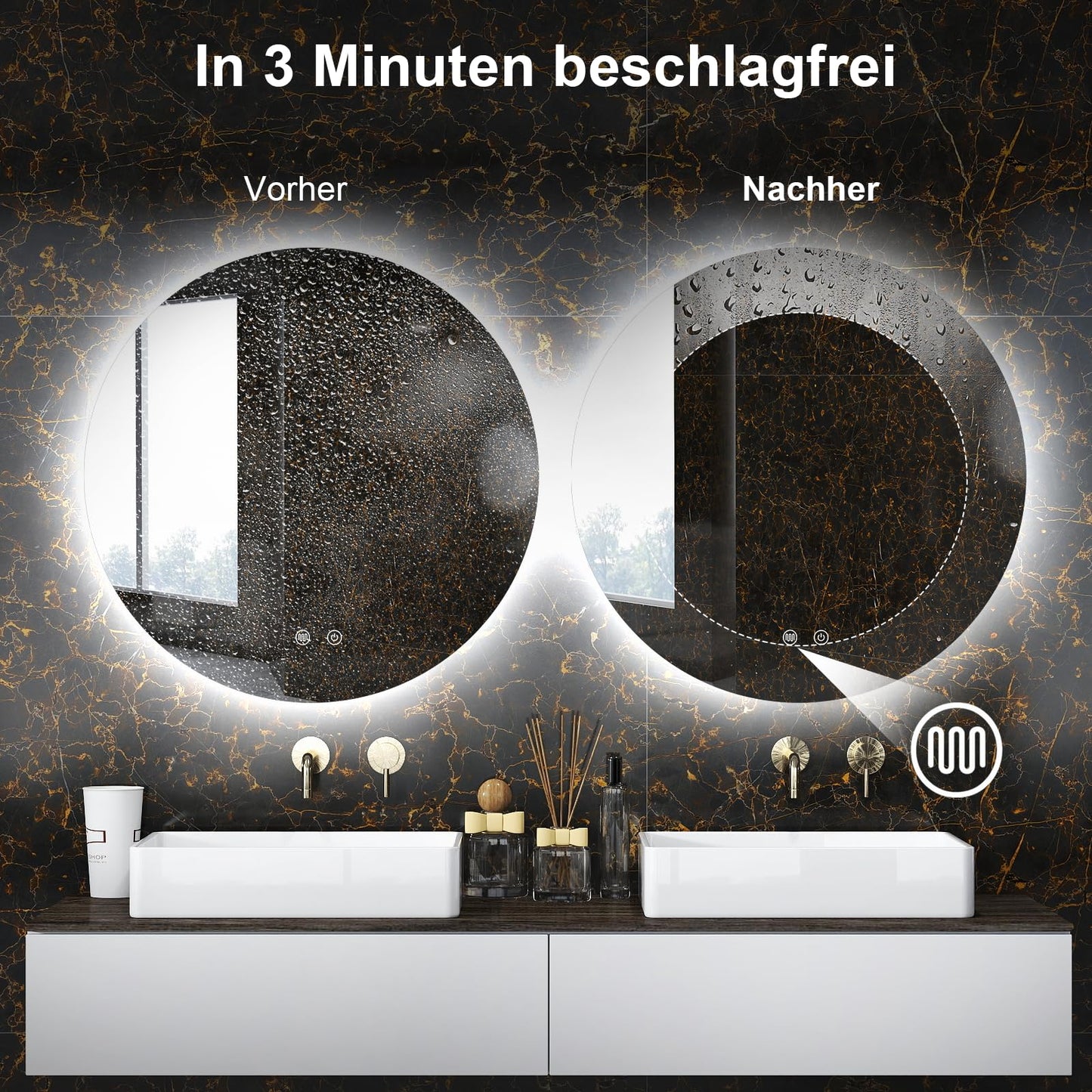 AllRight LED Bathroom Mirror with Lighting, 50 cm