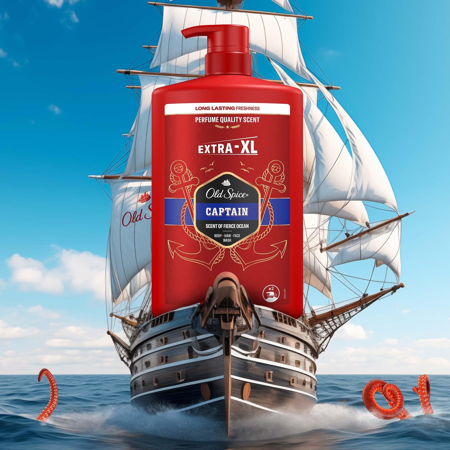 Old Spice Captain 3-in-1 Shower Gel & Shampoo for Men, 1L