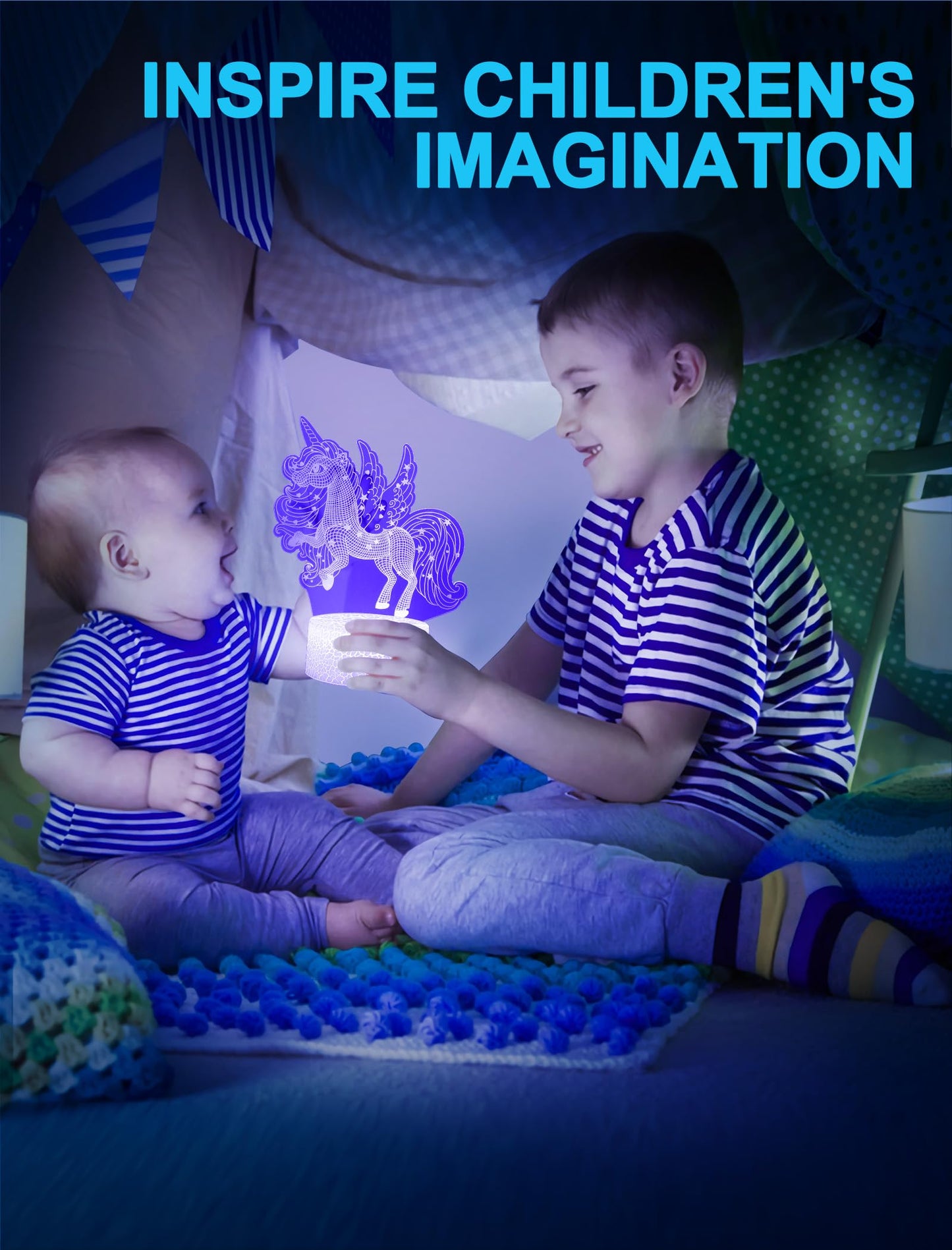 3D Dream Unicorn Nattelys - Til Drenge og Piger