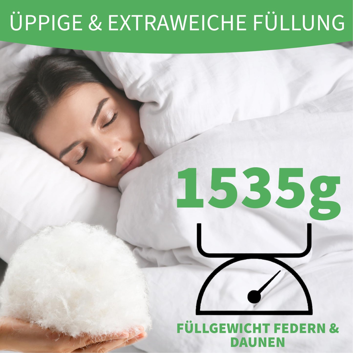 Welldora Comfort Duvet 135 x 200 cm, 100% Extra Soft Feathers and Down