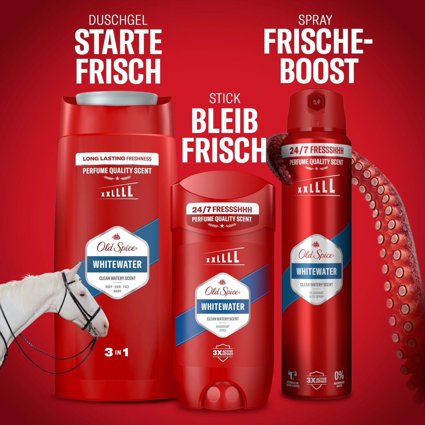Old Spice Captain 3-in-1 Shower Gel & Shampoo for Men, 1L
