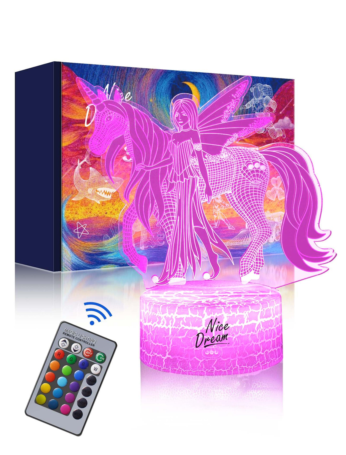 3D Dream Unicorn Nattelys - Til Drenge og Piger