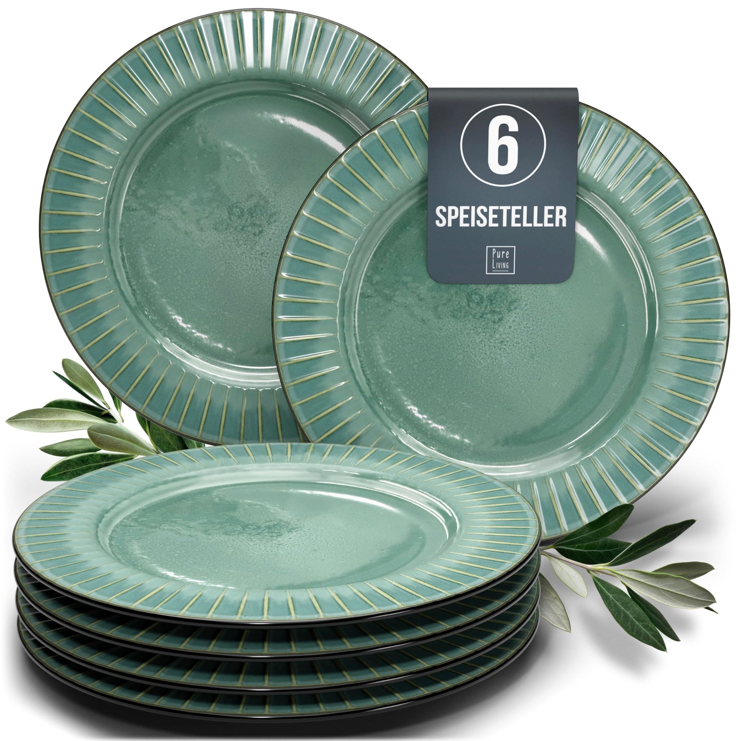 Pure Living Ibiza Stoneware Crockery Set for 6 People, 24-Piece