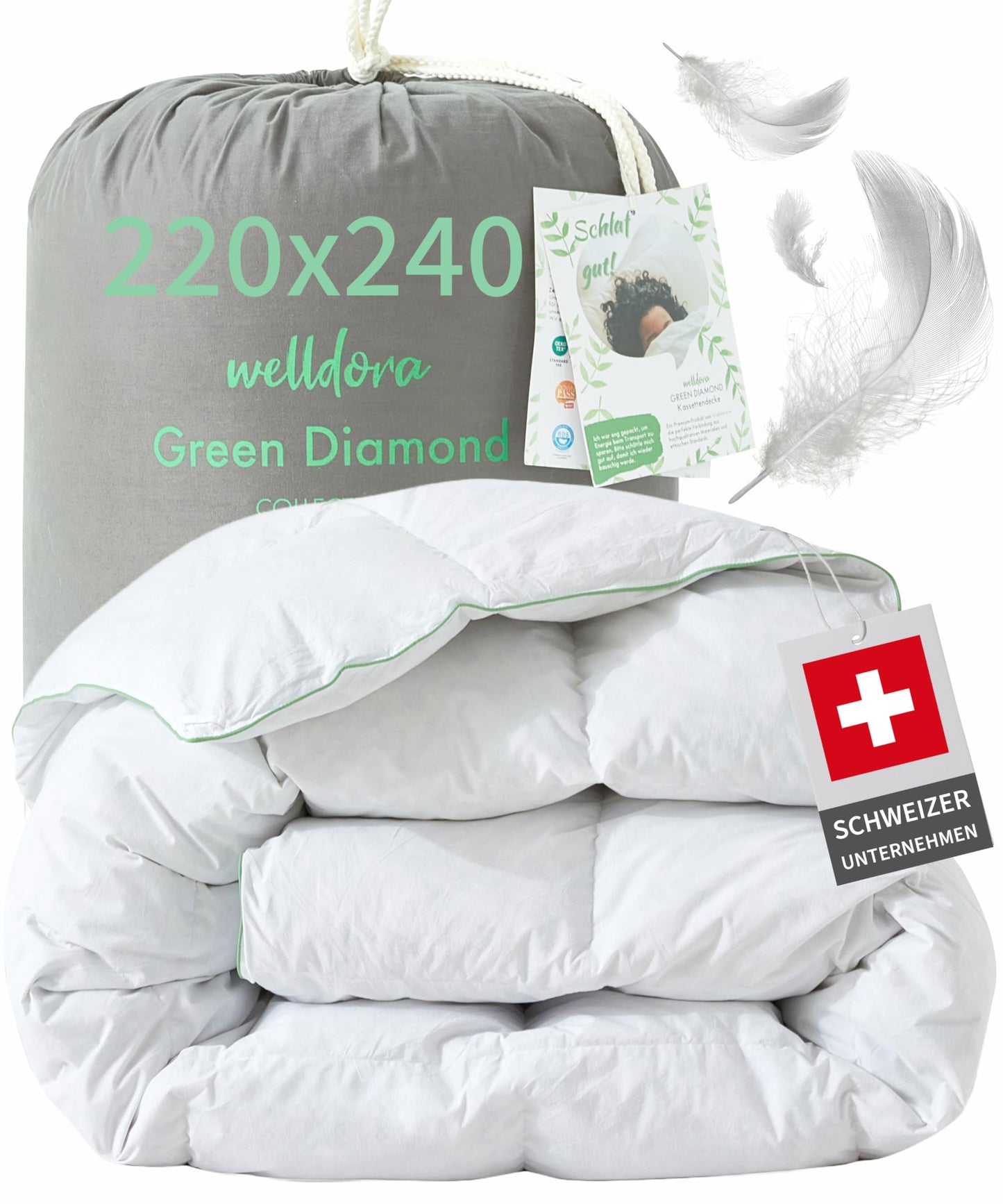 Welldora Comfort Duvet 135 x 200 cm, 100% Extra Soft Feathers and Down