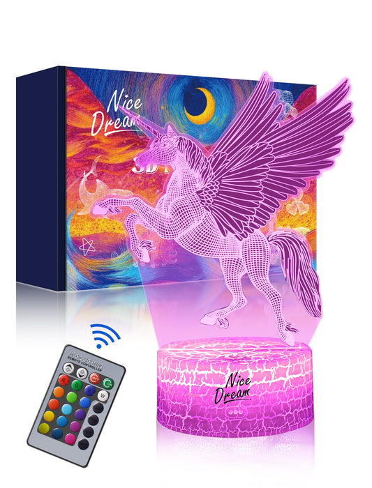 3D Dream Unicorn Nattelys - Til Drenge og Piger