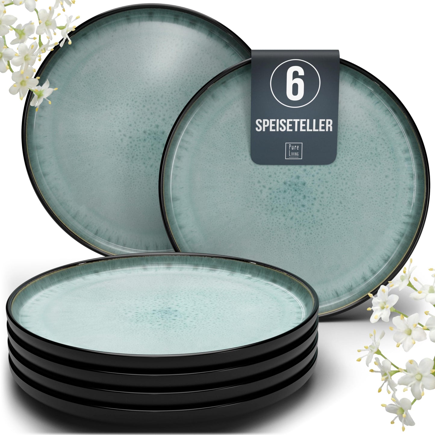 Pure Living Ibiza Stoneware Crockery Set for 6 People, 24-Piece