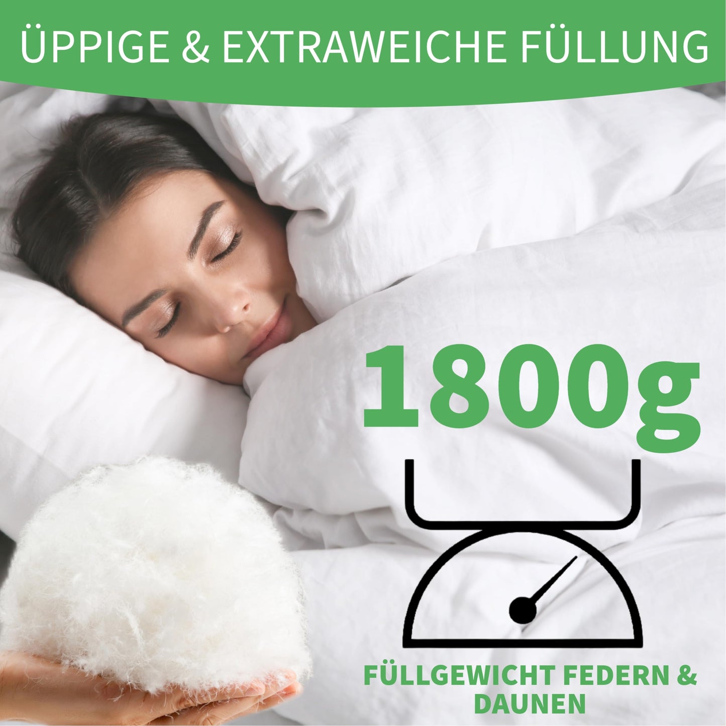 Welldora Comfort Duvet 135 x 200 cm, 100% Extra Soft Feathers and Down