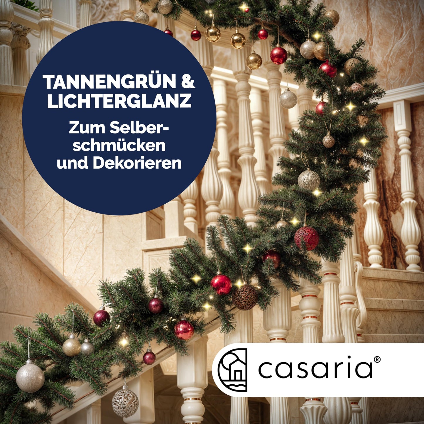 Casaria® Christmas Garland with Lighting Decoration, 5 m, 100 LEDs Illuminated Indoor Outdoor