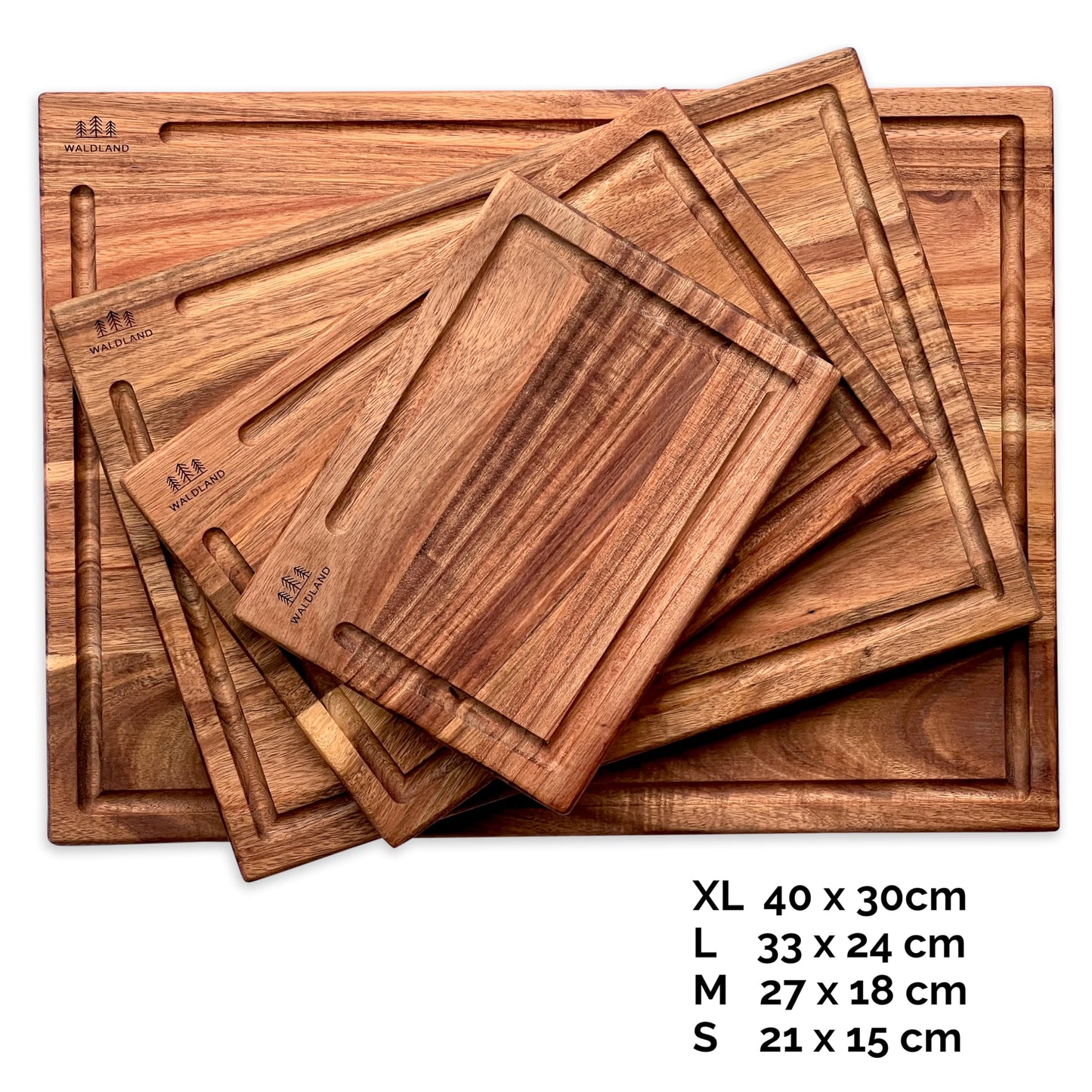 WALDLAND Premium Wooden Chopping Board Set of 4