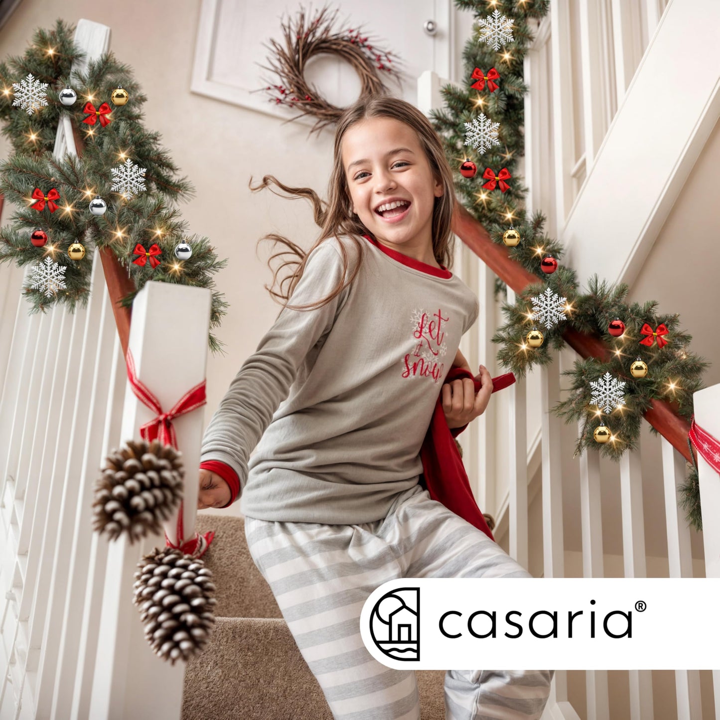 Casaria® Christmas Garland with Lighting Decoration, 5 m, 100 LEDs Illuminated Indoor Outdoor