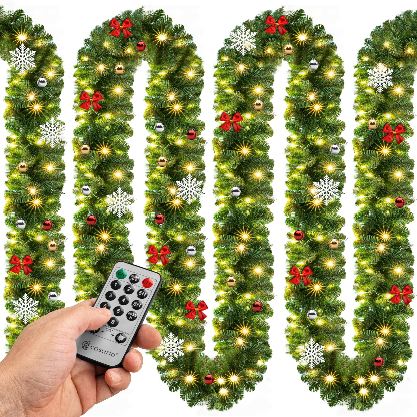 Casaria® Christmas Garland with Lighting Decoration, 5 m, 100 LEDs Illuminated Indoor Outdoor