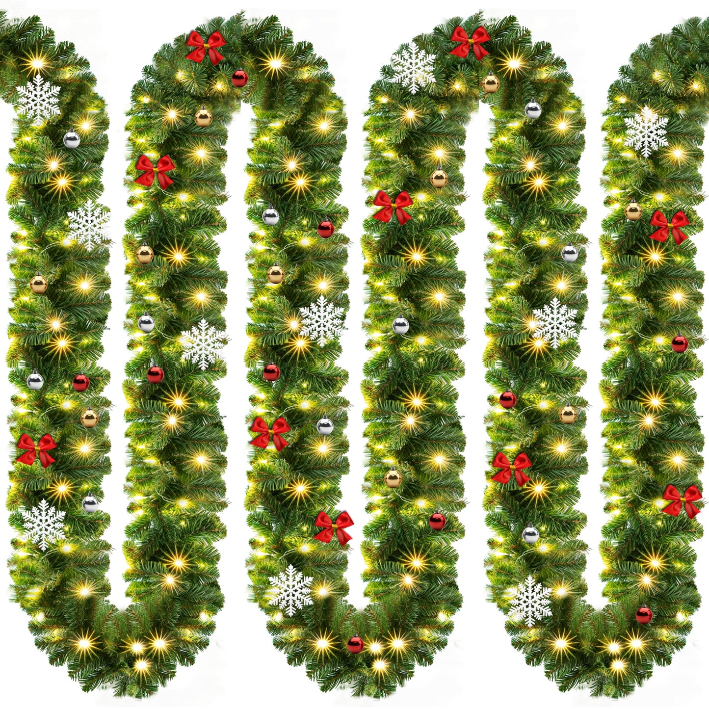 Casaria® Christmas Garland with Lighting Decoration, 5 m, 100 LEDs Illuminated Indoor Outdoor