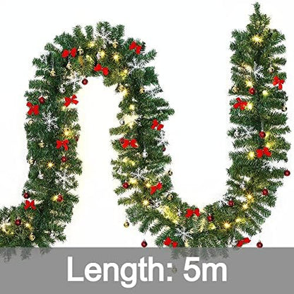 Casaria® Christmas Garland with Lighting Decoration, 5 m, 100 LEDs Illuminated Indoor Outdoor