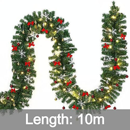Casaria® Christmas Garland with Lighting Decoration, 5 m, 100 LEDs Illuminated Indoor Outdoor