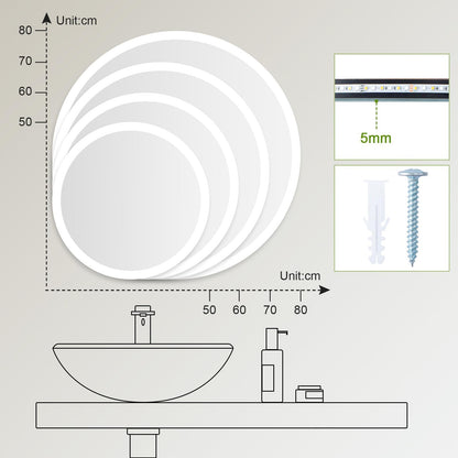AllRight LED Bathroom Mirror with Lighting, 50 cm