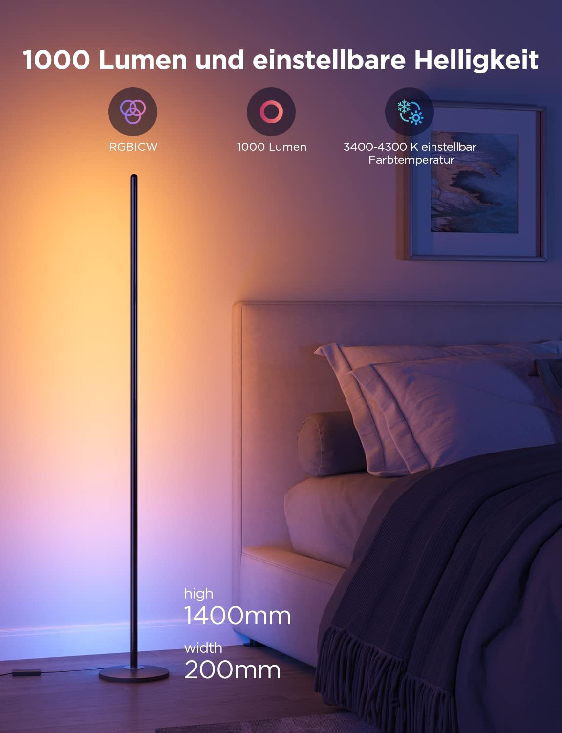 Govee RGBIC LED Floor Lamp Living Room, WiFi Floor Lamp